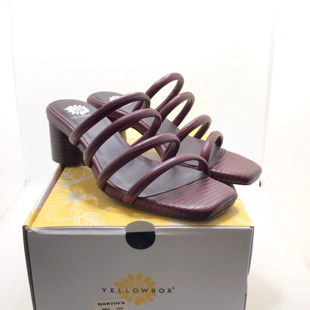 Yellow Box Womens Caspia-Merlot Red Heeled Strappy Sandals Choose Size - Picture 7 of 10